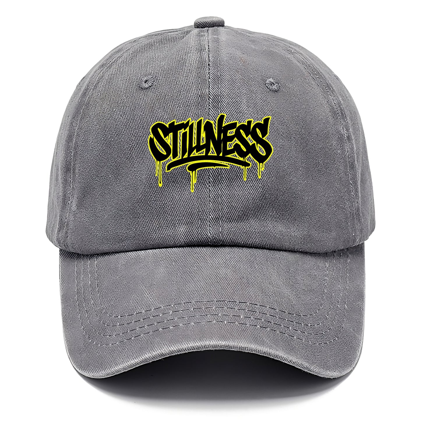 Bold typography design - "STILLNESS" - quiet power, peaceful presence - Classic Cap - Urban Haze(Grey)