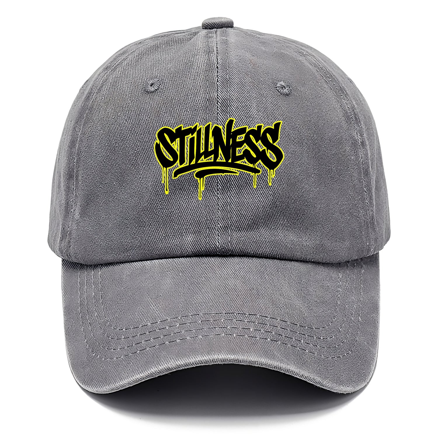 Bold typography design - "STILLNESS" - quiet power, peaceful presence - Classic Cap - Urban Haze(Grey)