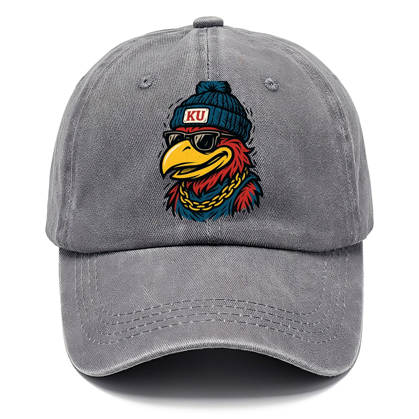 Lawrence Jayhawk wearing Kansas beanie with KU patch - Classic Cap - Urban Haze(Grey)