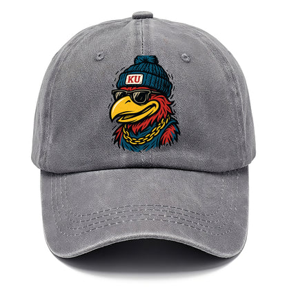 Lawrence Jayhawk wearing Kansas beanie with KU patch - Classic Cap - Urban Haze(Grey)