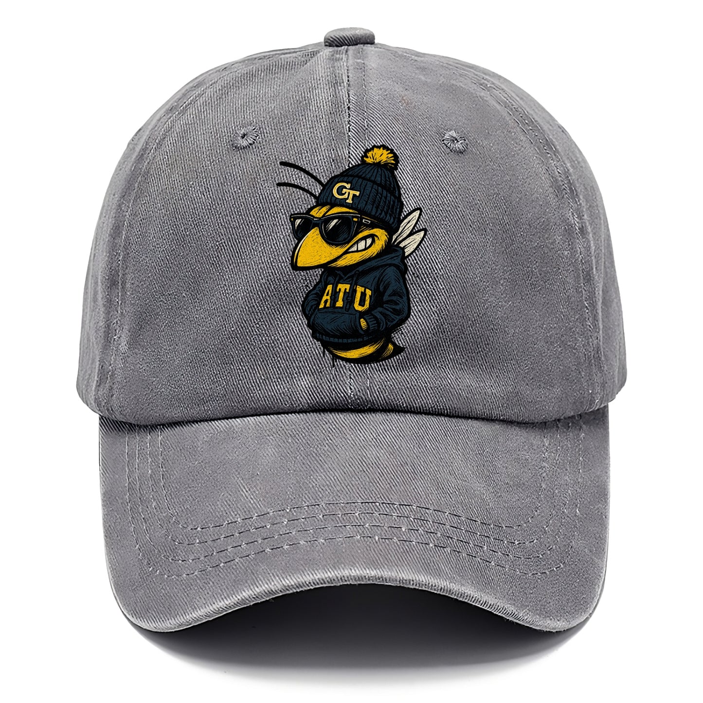 Atlanta Yellow Jacket wearing Georgia Tech beanie with GT patch - Classic Cap - Urban Haze(Grey)