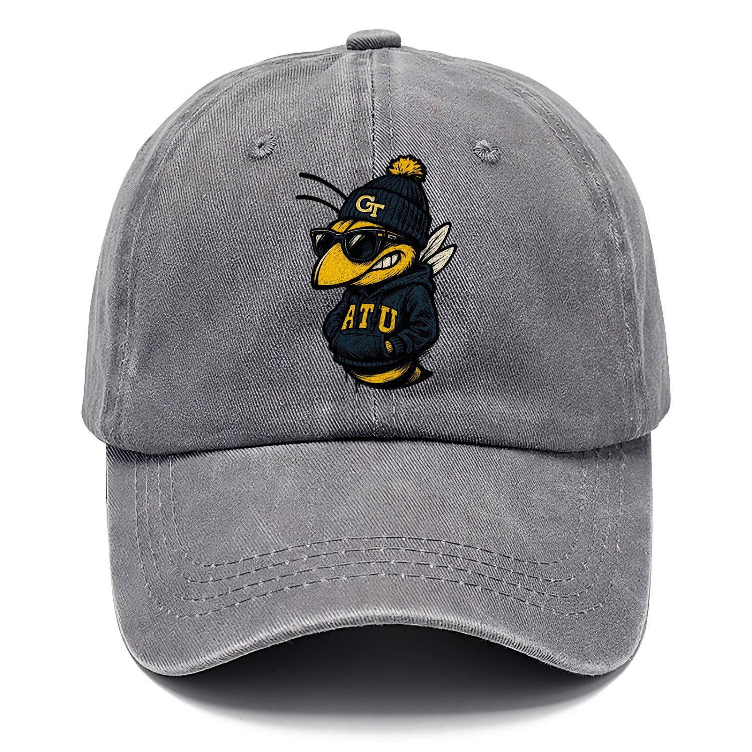 Atlanta Yellow Jacket wearing Georgia Tech beanie with GT patch - Classic Cap - Urban Haze(Grey)