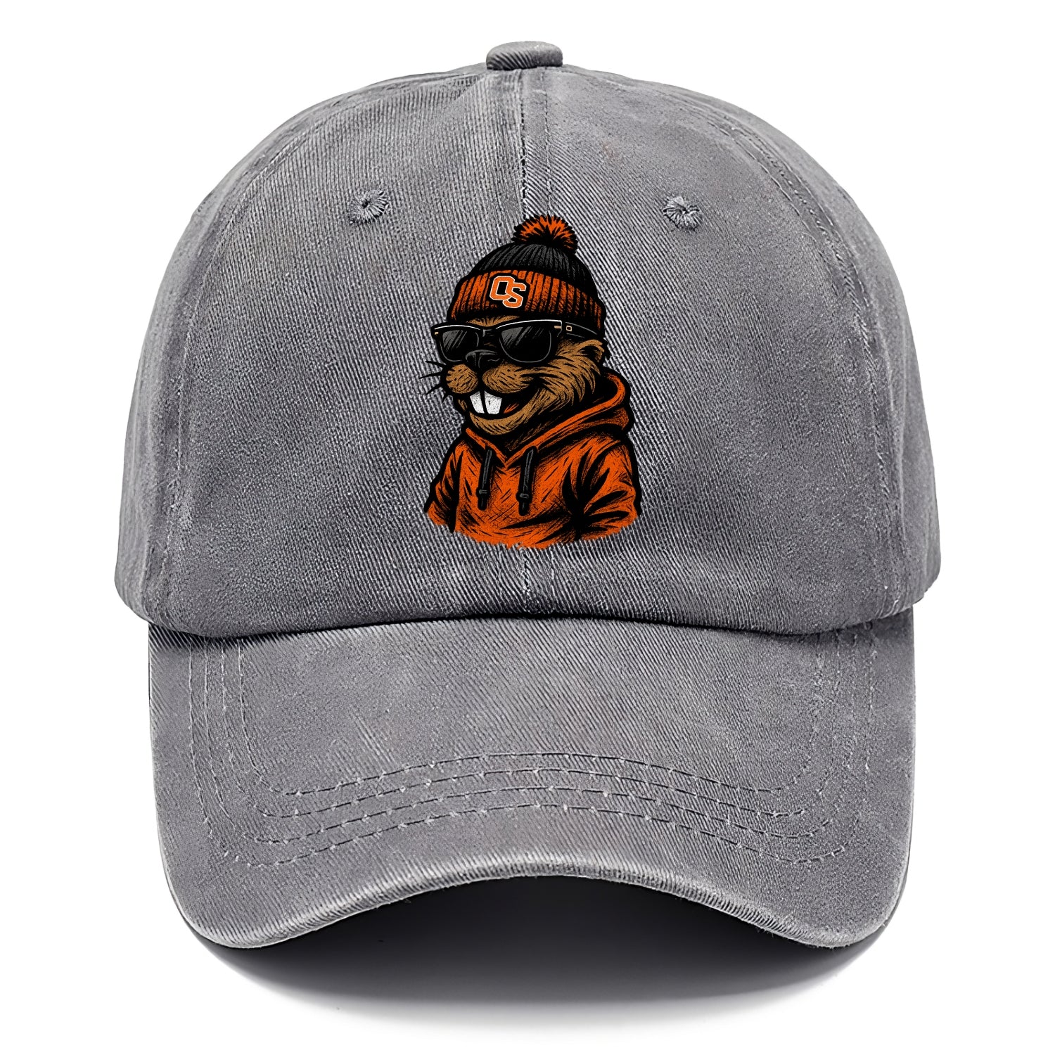 Corvallis Beaver wearing Oregon State beanie with OS patch - Classic Cap - Urban Haze(Grey)