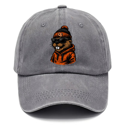 Corvallis Beaver wearing Oregon State beanie with OS patch - Classic Cap - Urban Haze(Grey)