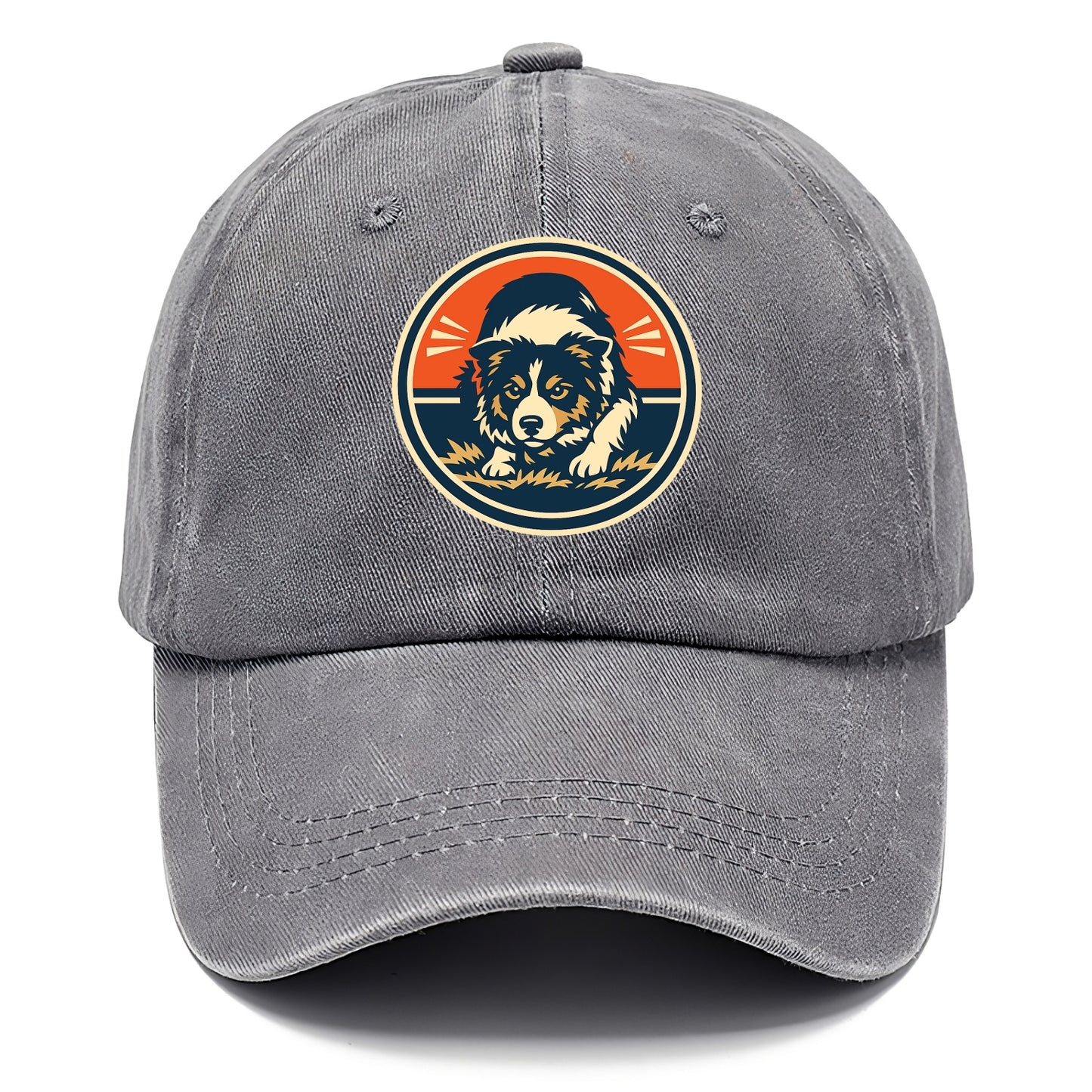 Focused Border Collie Emblem - Classic Cap - Urban Haze(Grey)