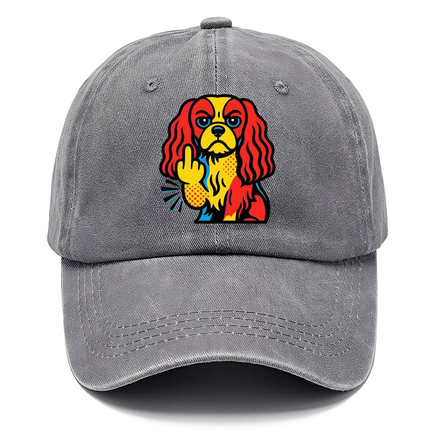 Cavalier King Charles Spaniel with long ears, regal paw giving finger - Classic Cap - Urban Haze(Grey)