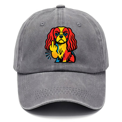 Cavalier King Charles Spaniel with long ears, regal paw giving finger - Classic Cap - Urban Haze(Grey)