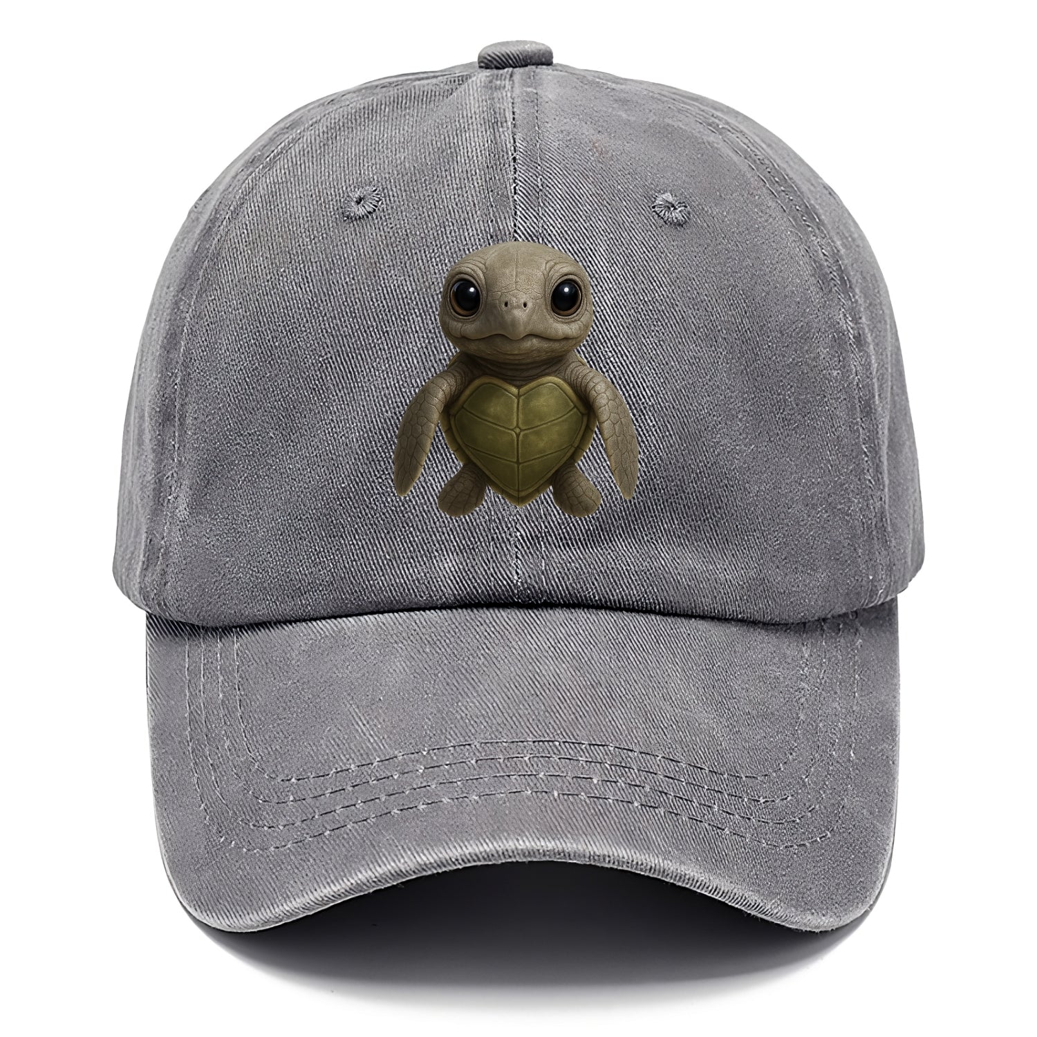 Baby Olive Ridley Turtle - olive green shell, heart-shaped carapace, bright eyes, - Classic Cap - Urban Haze(Grey)