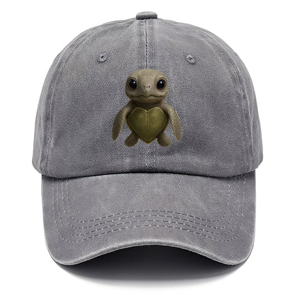Baby Olive Ridley Turtle - olive green shell, heart-shaped carapace, bright eyes, - Classic Cap - Urban Haze(Grey)