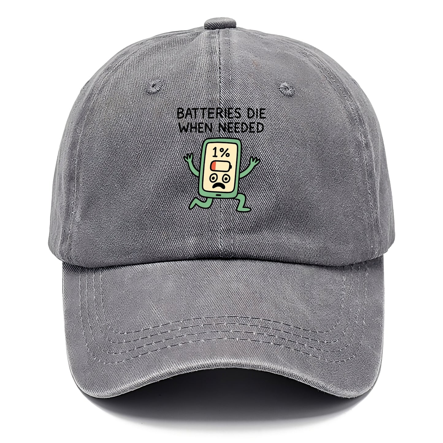 BATTERIES DIE WHEN NEEDED | Phone at 1% panicking - Classic Cap - Urban Haze(Grey)