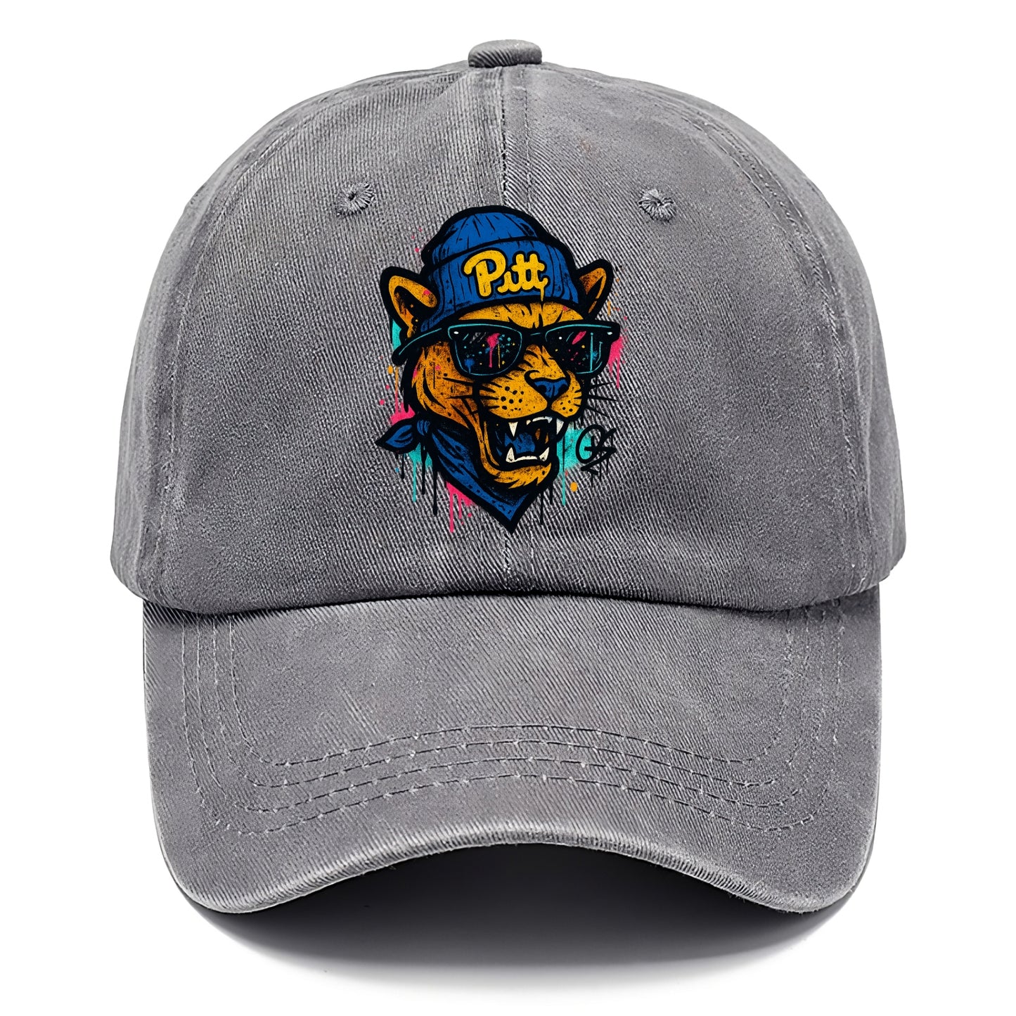 Pittsburgh Panther wearing Pitt beanie with script patch - Classic Cap - Urban Haze(Grey)