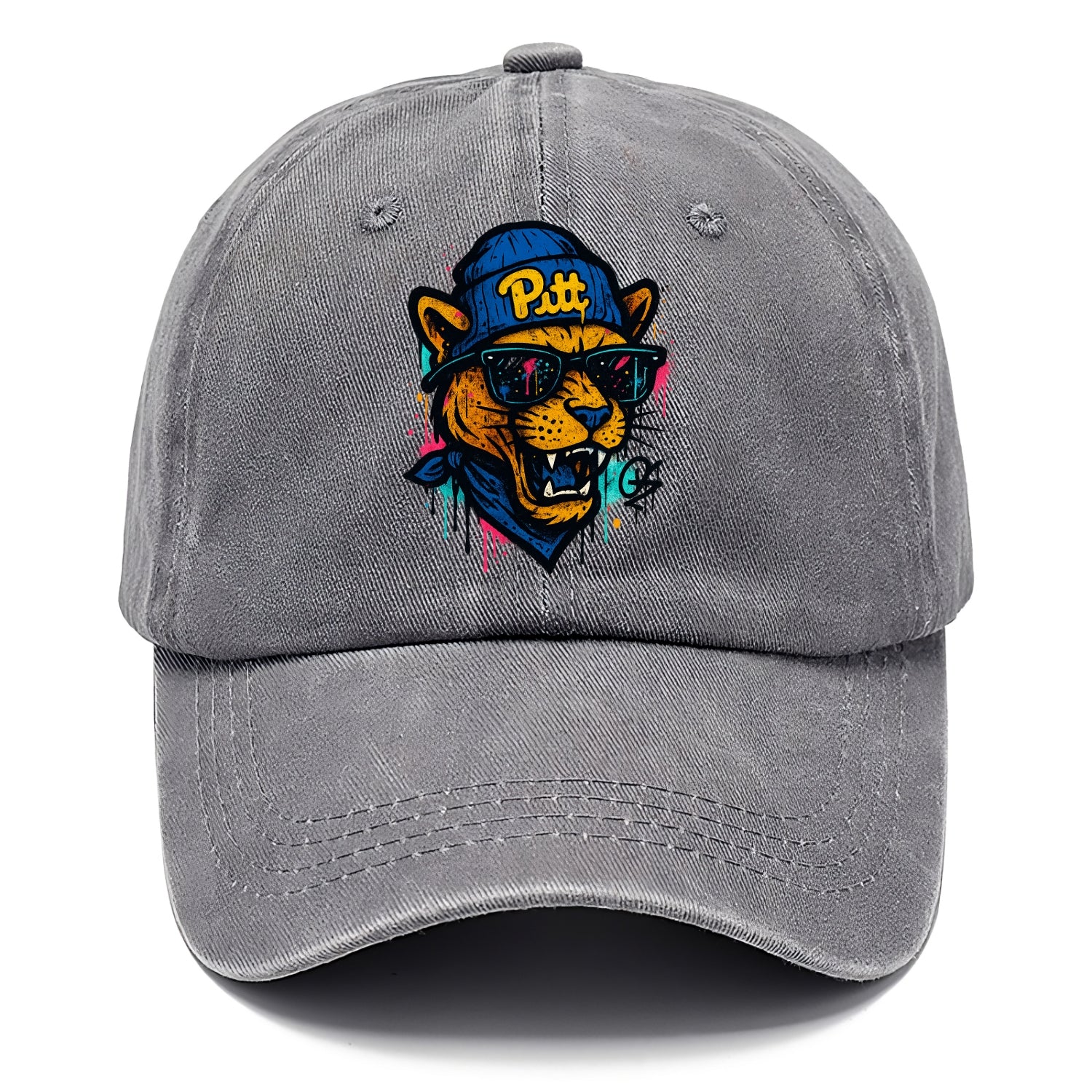 Pittsburgh Panther wearing Pitt beanie with script patch - Classic Cap - Urban Haze(Grey)