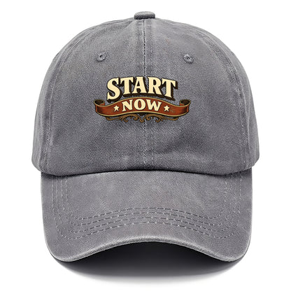Bold typography design - "START NOW" - begin immediately, no delay - Classic Cap - Urban Haze(Grey)