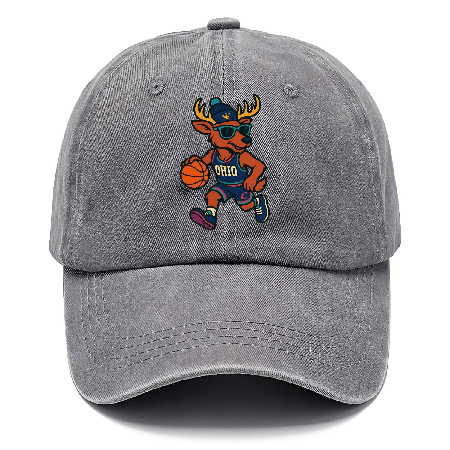 Ohio Deer wearing Cavs beanie with crown patch and wayfarer sunglasses - Classic Cap - Urban Haze(Grey)