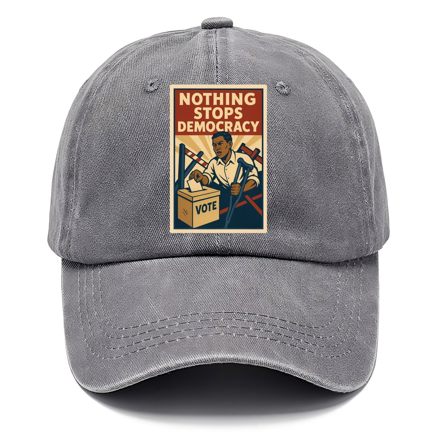 Person voting despite obstacles - "Nothing Stops Democracy" - voter perseverance - Classic Cap - Urban Haze(Grey)