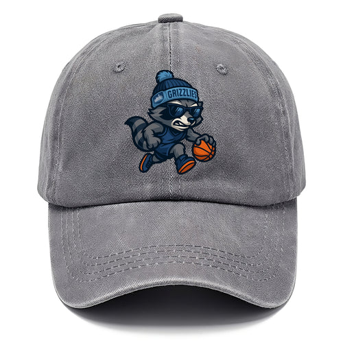 Memphis Raccoon wearing Grizzlies beanie with riverboat patch and wayfarer sunglasses - Classic Cap