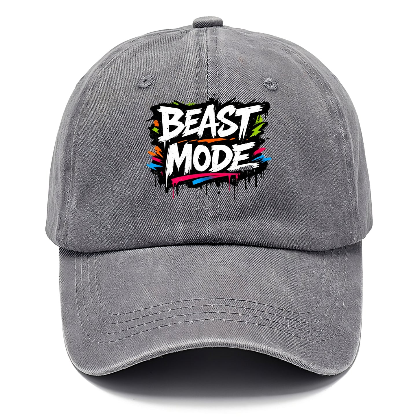 Bold typography design - "BEAST MODE" - intense workout, maximum effort - Classic Cap - Urban Haze(Grey)