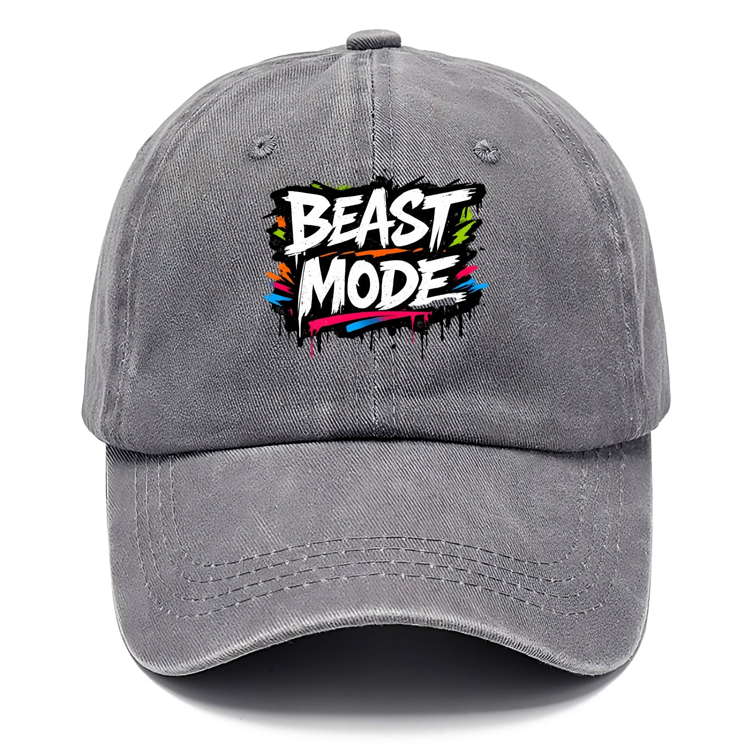 Bold typography design - "BEAST MODE" - intense workout, maximum effort - Classic Cap - Urban Haze(Grey)