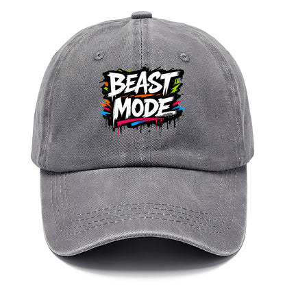 Bold typography design - "BEAST MODE" - intense workout, maximum effort - Classic Cap - Urban Haze(Grey)