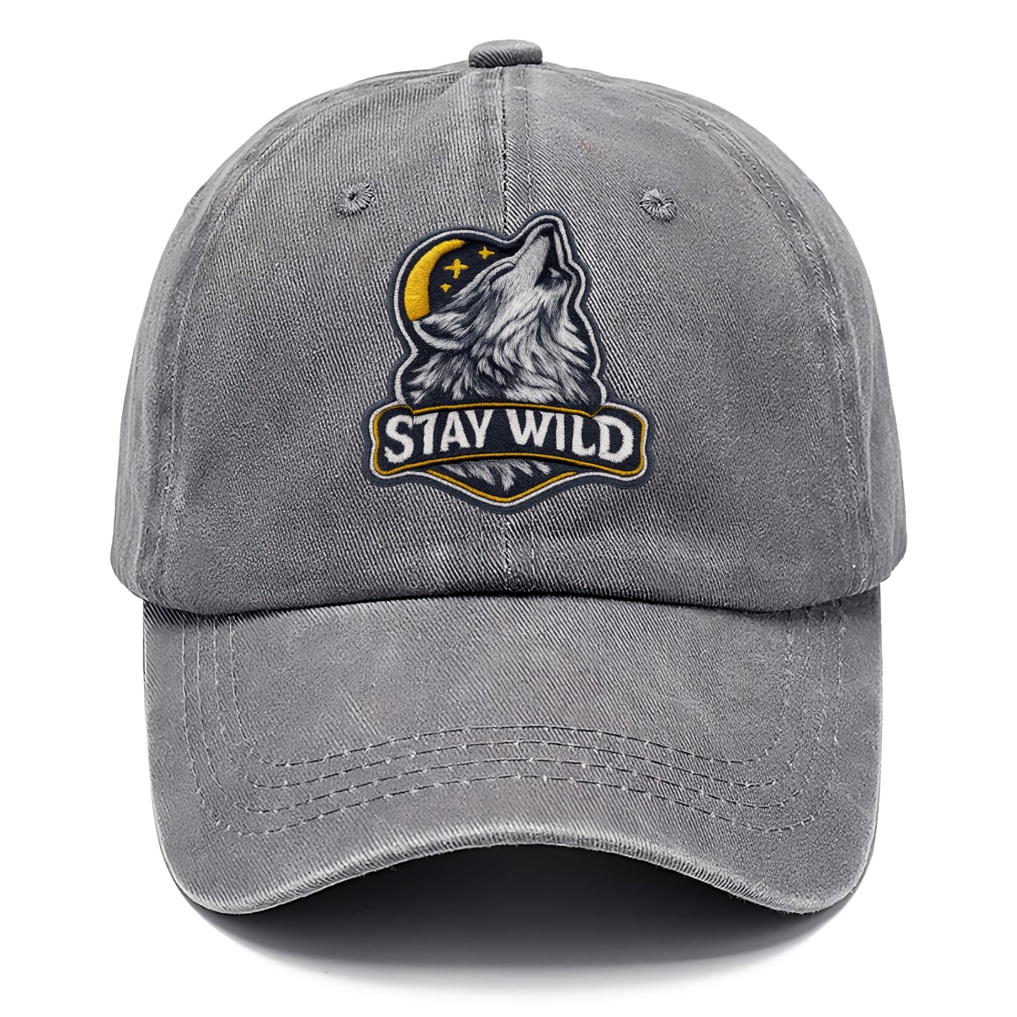 STAY WILD - wolf with text in gray , free spirit - Classic Cap - Urban Haze(Grey)