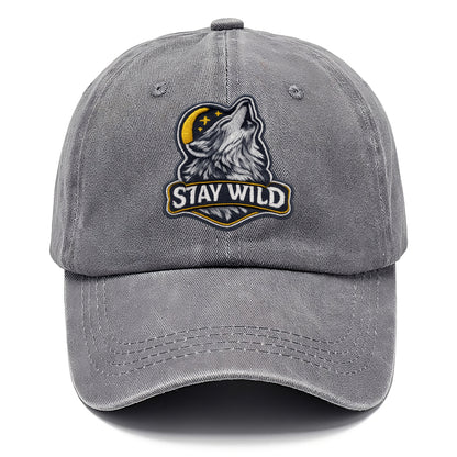 STAY WILD - wolf with text in gray , free spirit - Classic Cap - Urban Haze(Grey)