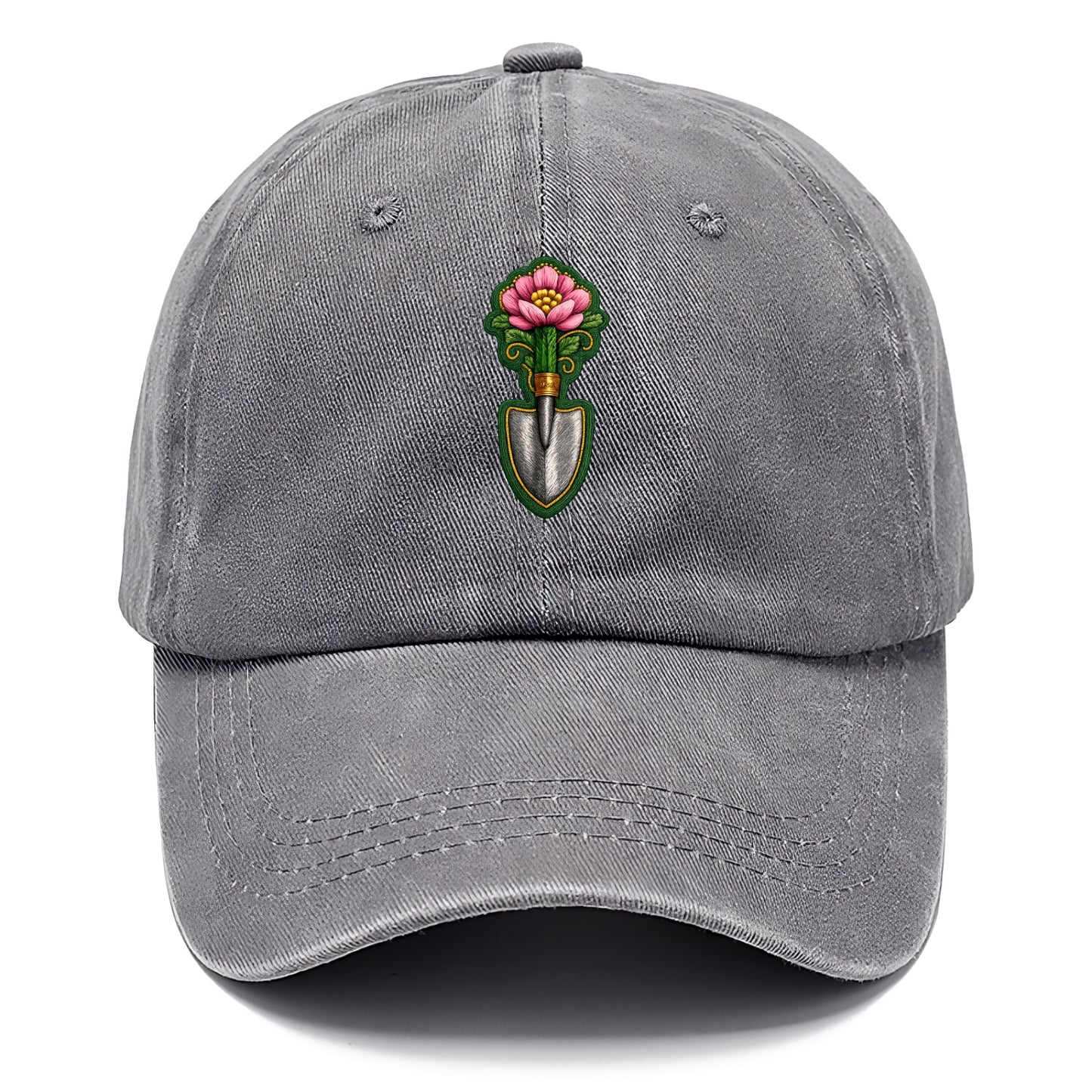 Embroidered patch design - GARDENING TROWEL FLOWER - garden tool with blooming flower - Classic Cap - Urban Haze(Grey)
