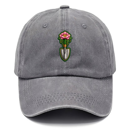 Embroidered patch design - GARDENING TROWEL FLOWER - garden tool with blooming flower - Classic Cap - Urban Haze(Grey)