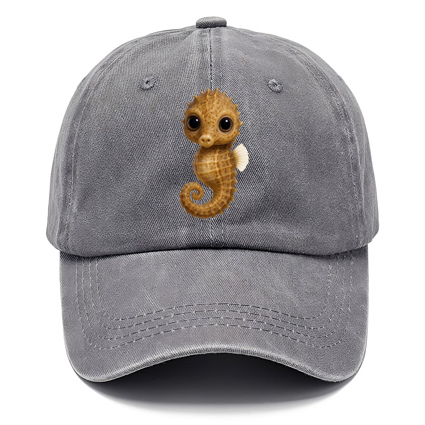 Baby Seahorse - curled tail, snout, large eyes, front-facing, delicate and cute - Classic Cap - Urban Haze(Grey)