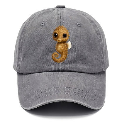 Baby Seahorse - curled tail, snout, large eyes, front-facing, delicate and cute - Classic Cap - Urban Haze(Grey)