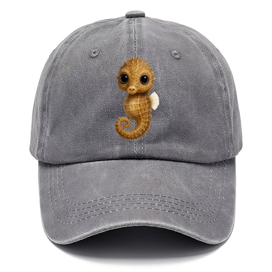 Baby Seahorse - curled tail, snout, large eyes, front-facing, delicate and cute - Classic Cap - Urban Haze(Grey)