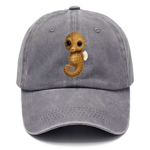 Baby Seahorse - curled tail, snout, large eyes, front-facing, delicate and cute - Classic Cap