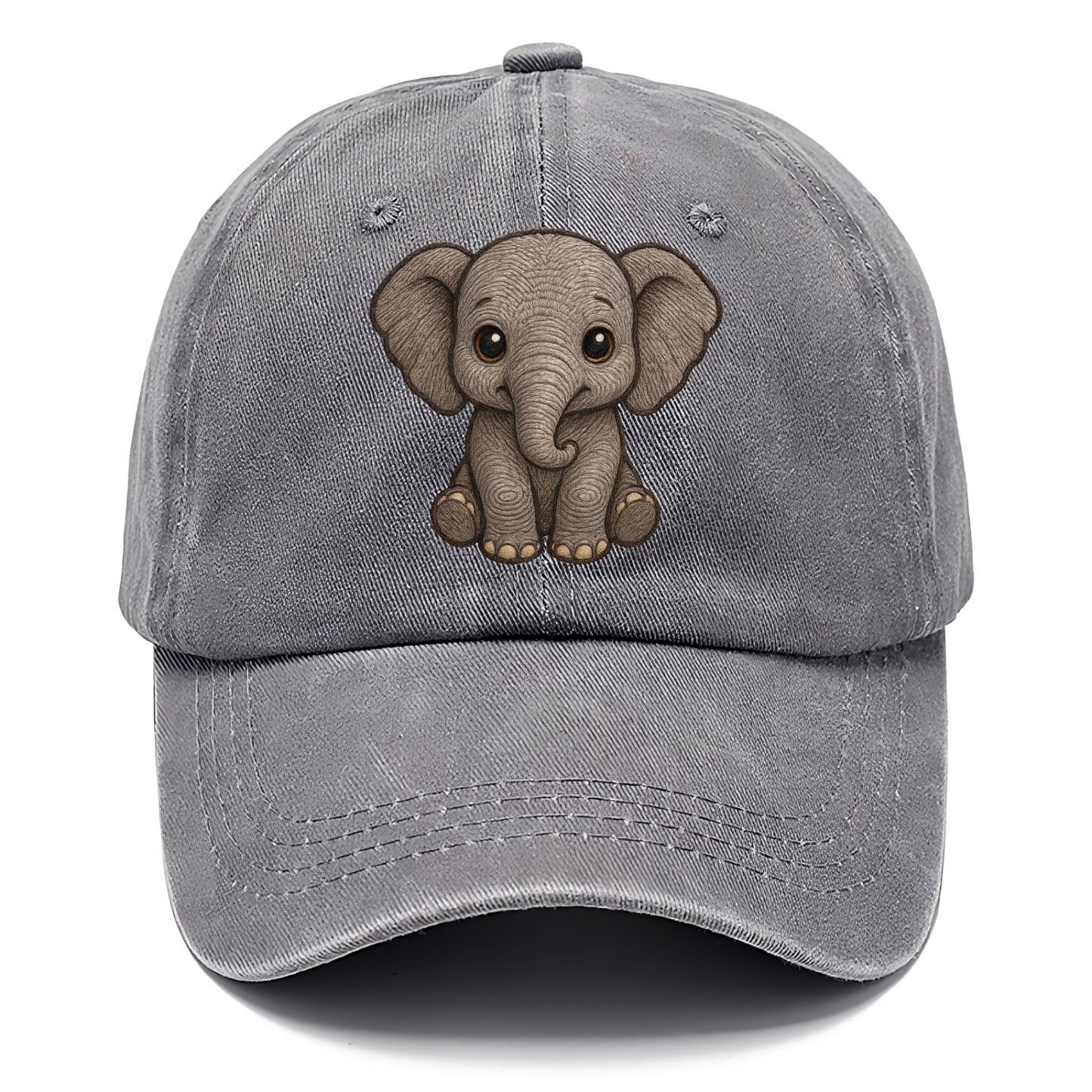 Baby Elephant - gray wrinkly, tiny trunk, large floppy ears, kind dark eyes, - Classic Cap - Urban Haze(Grey)