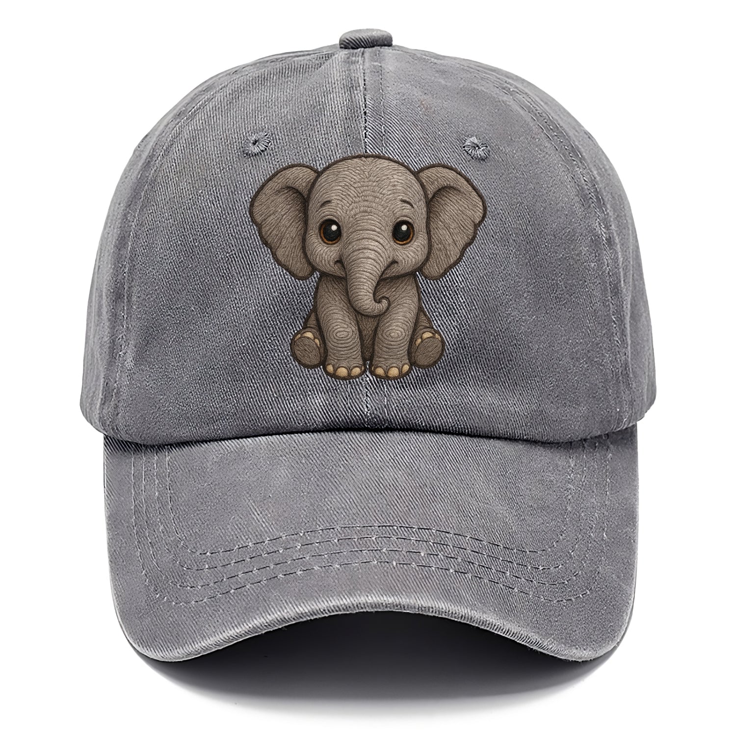 Baby Elephant - gray wrinkly, tiny trunk, large floppy ears, kind dark eyes, - Classic Cap - Urban Haze(Grey)