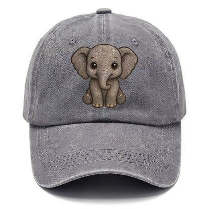 Baby Elephant - gray wrinkly, tiny trunk, large floppy ears, kind dark eyes, - Classic Cap - Urban Haze(Grey)