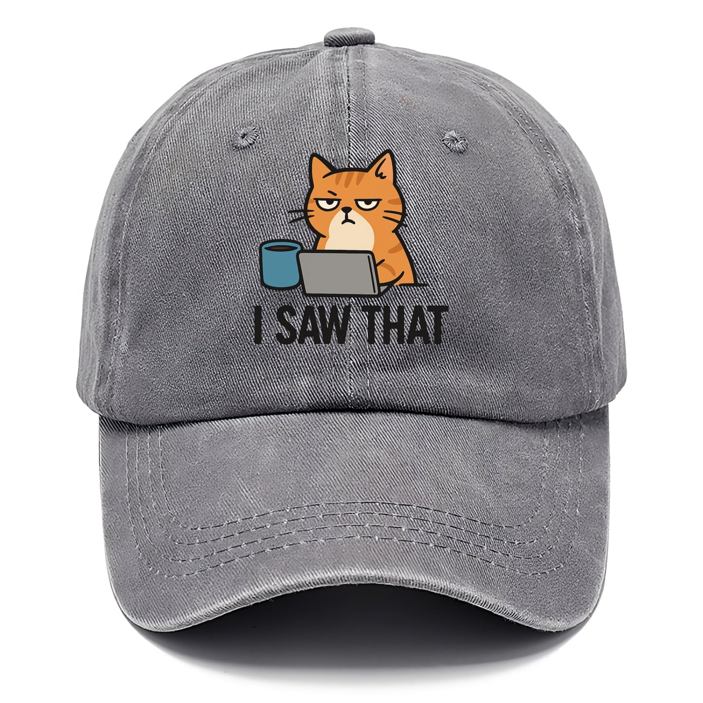 Cat with one eye open judging you - "I SAW THAT" - nothing escapes notice - Classic Cap - Urban Haze(Grey)