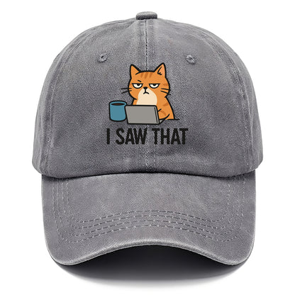 Cat with one eye open judging you - "I SAW THAT" - nothing escapes notice - Classic Cap - Urban Haze(Grey)