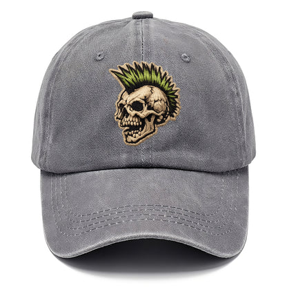 MOHAWK SKULL - punk skull with mohawk in neon green and black , punk rock - Classic Cap - Urban Haze(Grey)