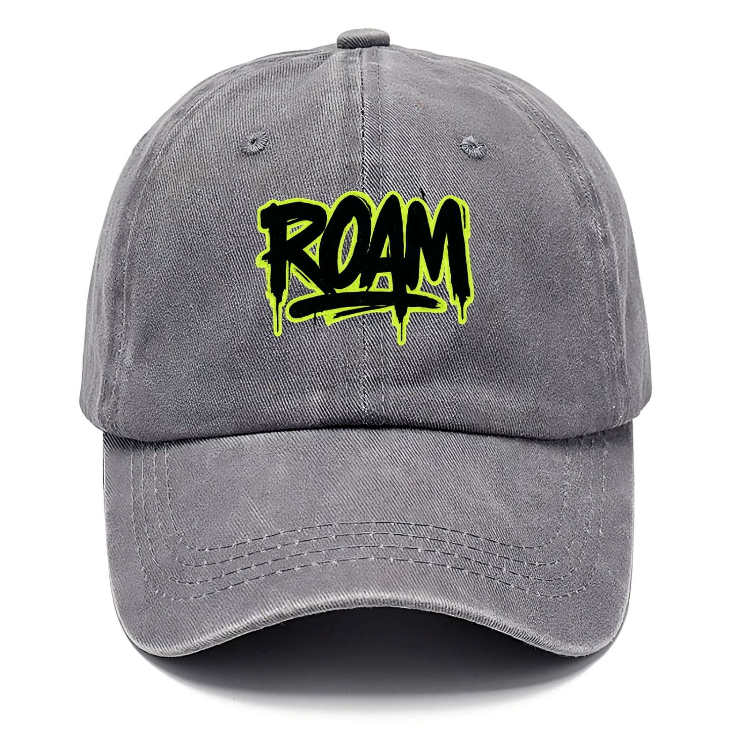 Bold typography design - "ROAM" - wander freely, no destination needed - Classic Cap - Urban Haze(Grey)
