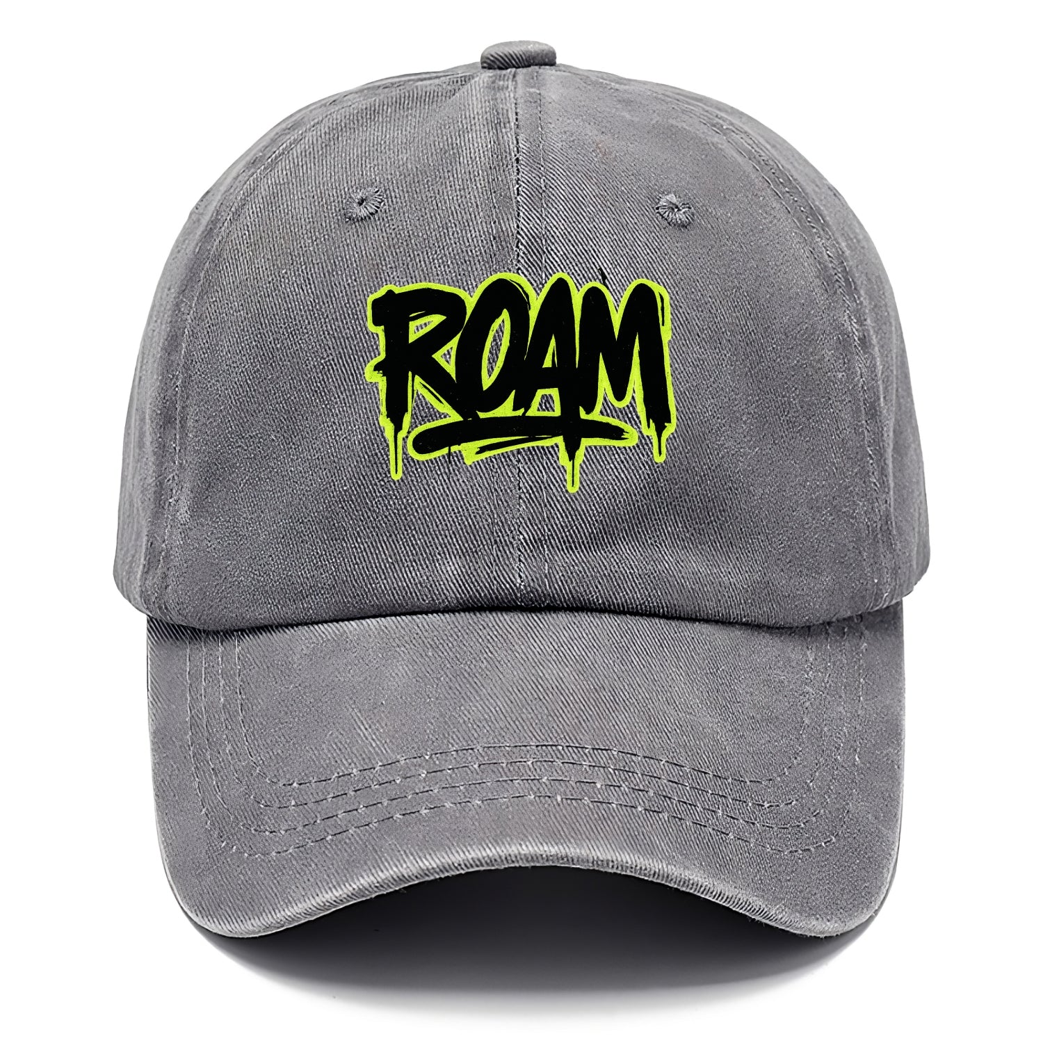 Bold typography design - "ROAM" - wander freely, no destination needed - Classic Cap - Urban Haze(Grey)