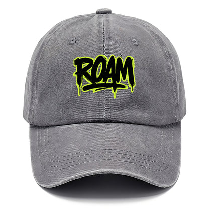 Bold typography design - "ROAM" - wander freely, no destination needed - Classic Cap - Urban Haze(Grey)