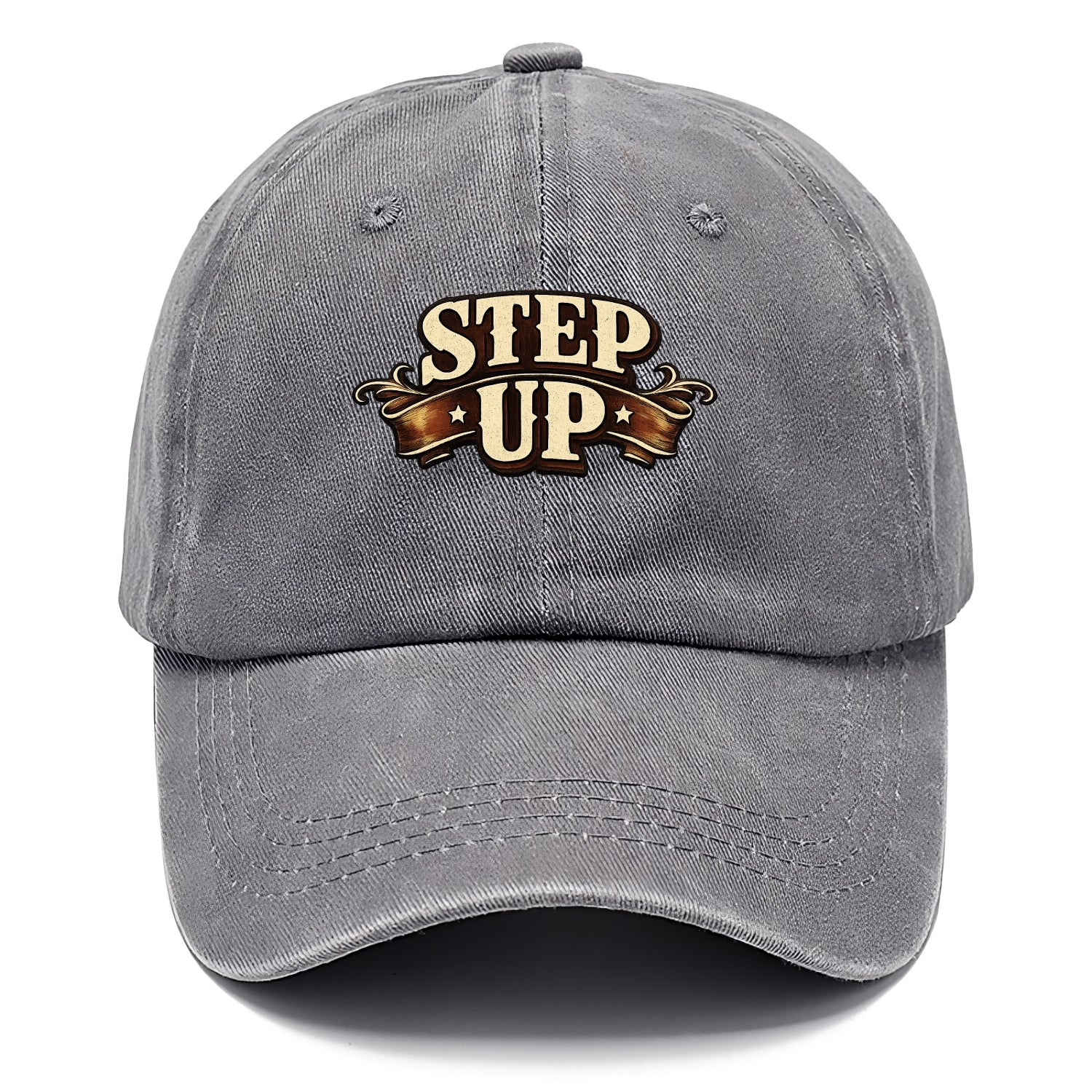 Bold typography design - "STEP UP" - rise to occasion, take charge - Classic Cap - Urban Haze(Grey)