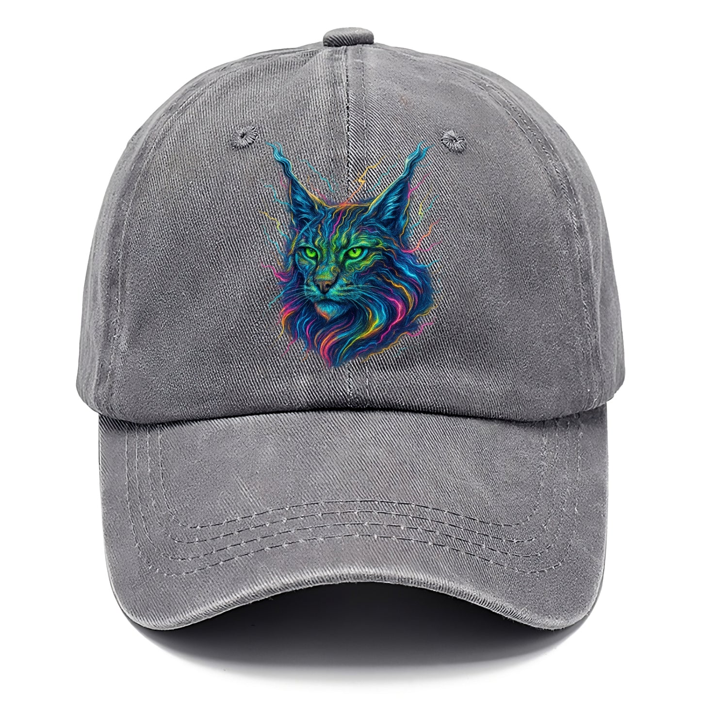 Wild lynx with ear tufts transforming into liquid mercury flows, silver and gold - Classic Cap - Urban Haze(Grey)