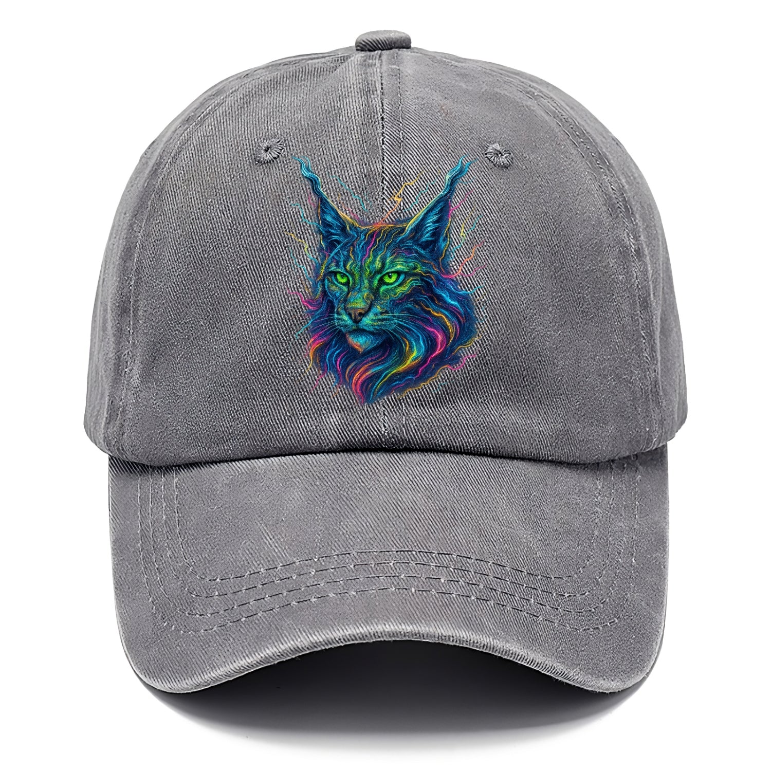 Wild lynx with ear tufts transforming into liquid mercury flows, silver and gold - Classic Cap - Urban Haze(Grey)