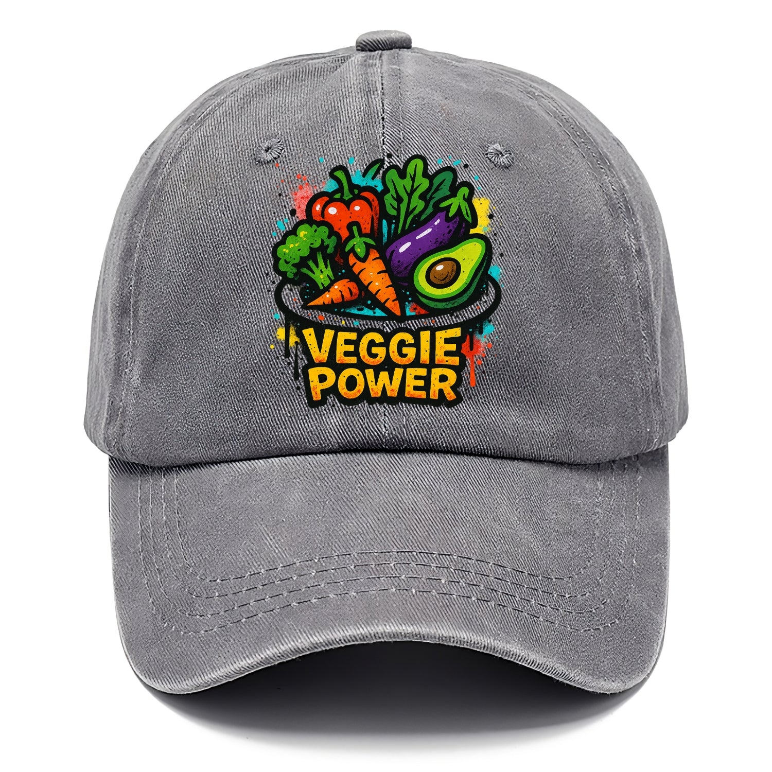 Colorful vegetables and plants on plate - plant-based lifestyle, veggie power - Classic Cap - Urban Haze(Grey)