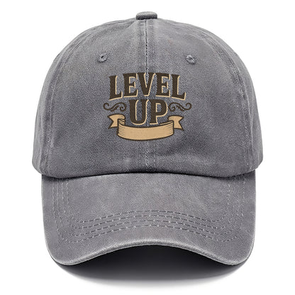 Bold typography design - "LEVEL UP" - improving, advancing, growing - Classic Cap - Urban Haze(Grey)