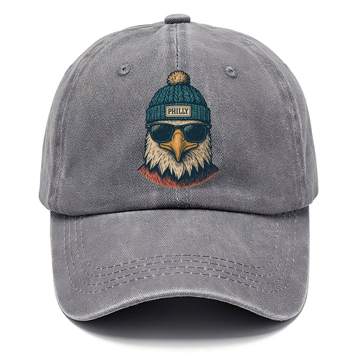 Philadelphia Eagle wearing Philly beanie with pom pom and wayfarer sunglasses - Classic Cap