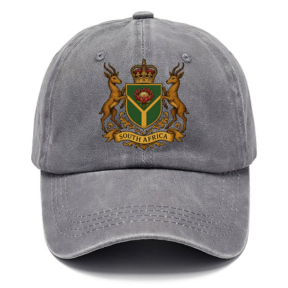 South Africa Springbok Emblem (springbok With Protea, Green/gold Shield) Classic Cap - Urban Haze(Grey)