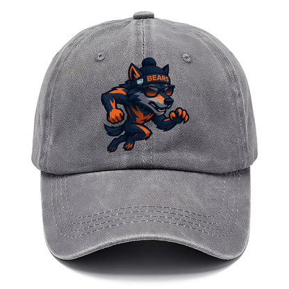 Chicago Wolf wearing Bears beanie with Lake Michigan patch and wayfarer sunglasses - Classic Cap - Urban Haze(Grey)