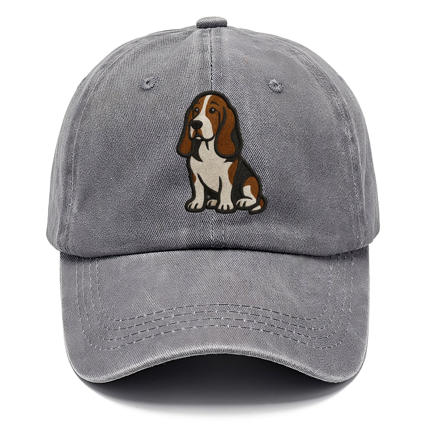 Basset Hound - Tri-color embroidered sit Classic Cap - Urban Haze(Grey)