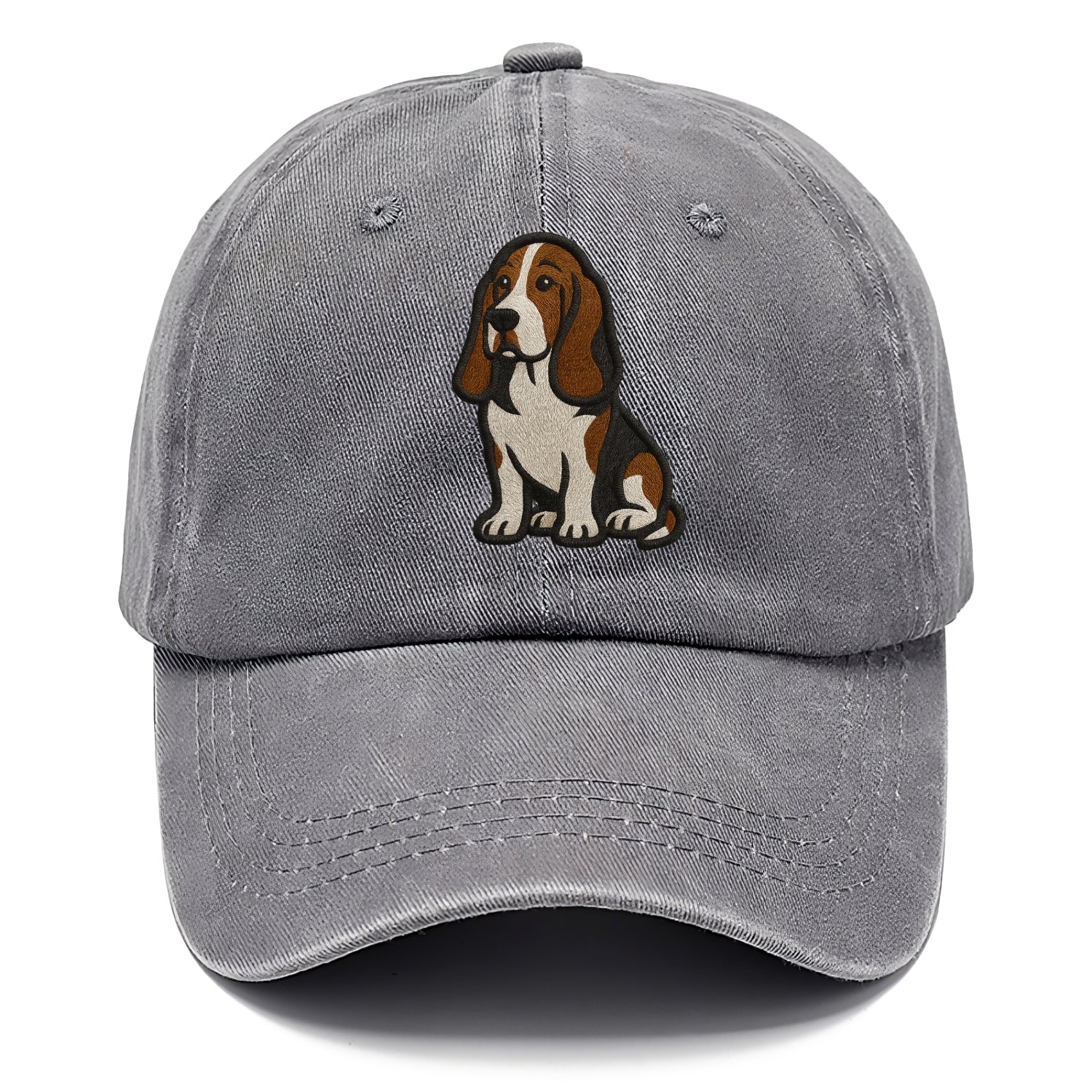 Basset Hound - Tri-color embroidered sit Classic Cap - Urban Haze(Grey)
